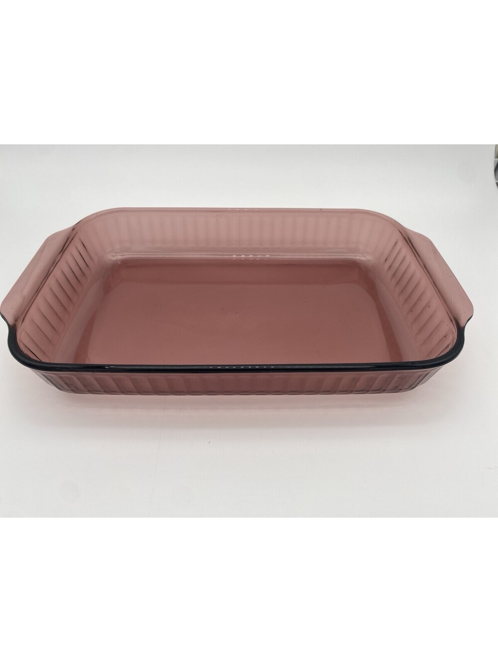 Pyrex Cranberry Glass 13"x9" Ribbed Exterior Casserole or Baking Dish - 3qt